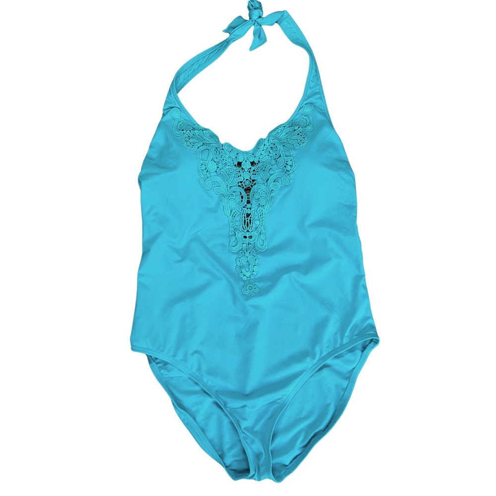 Kenneth Cole Reaction Blue Bikini One Piece Swim Suit with Lace-Up Detail